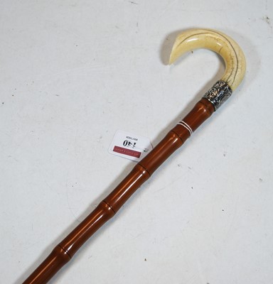 Lot 140 - A 19th centruy bamboo walking stick with ivory...