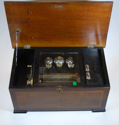 Lot 148 - A Victorian walnut cased cylinder music box...