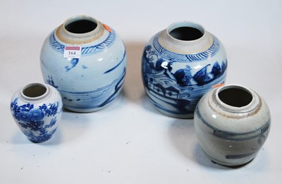 Lot 164 - A Chinese export blue & white glazed ginger...