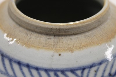 Lot 164 - A Chinese export blue & white glazed ginger...