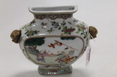 Lot 171 - A pair of Chinese famille verte urn shaped...