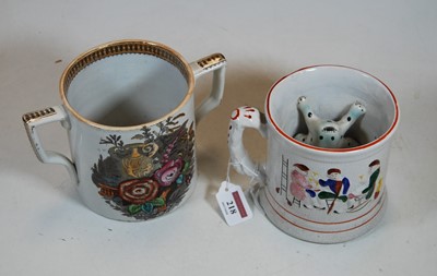 Lot 218 - A Victorian Staffordshire loving cup transfer...