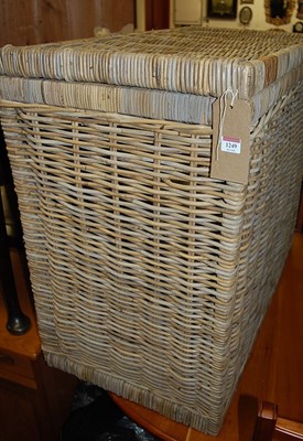 Lot 1249 - A large wicker hinge top laundry basket, width...
