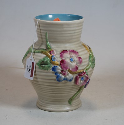 Lot 269 - A Clarice Cliff vase, of ribbed baluster form,...