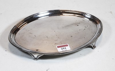 Lot 291 - A George V silver tray, of plain oval form,...