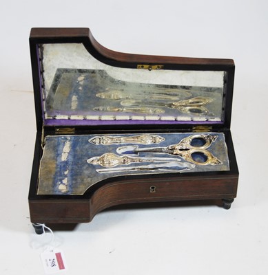 Lot 298 - A Victorian lady's rosewood and pewter inlaid...