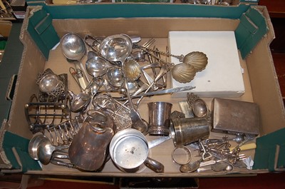 Lot 302 - A box of miscellaneous silver plate to include...