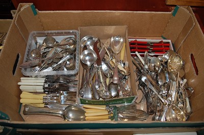 Lot 303 - A box of miscellaneous silver plated loose...