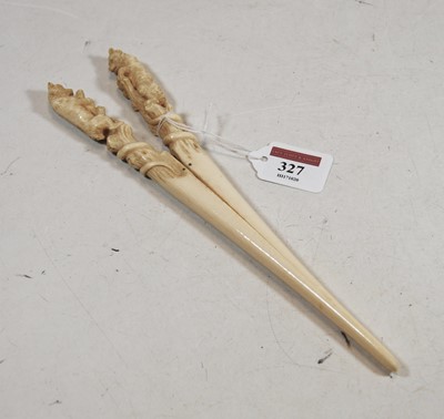 Lot 327 - A pair of 19th century Chinese Canton ivory...