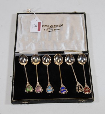Lot 331 - A set of six sterling silver coffee spoons...