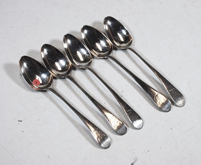Lot 336 - A set of five 19th century silver teaspoons,...