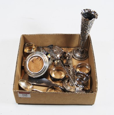 Lot 345 - A box of miscellaneous items to include silver...