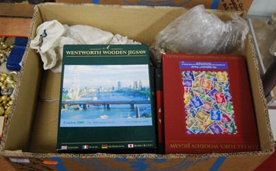 Lot 377 - Assorted wooden jigsaw puzzles, being boxed...