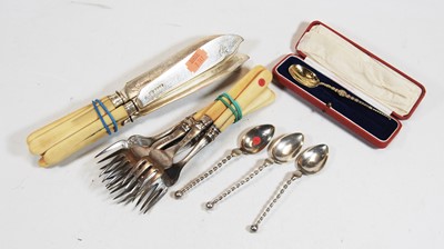 Lot 359 - A George VI white metal and gilt mote spoon...