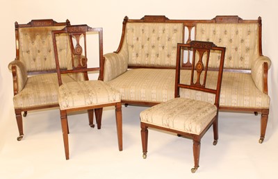 Lot 1182 - A Sheraton Revival mahogany and satinwood...