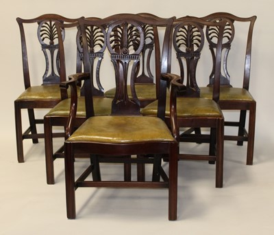 Lot 1160 - A set of six George III mahogany dining chairs,...