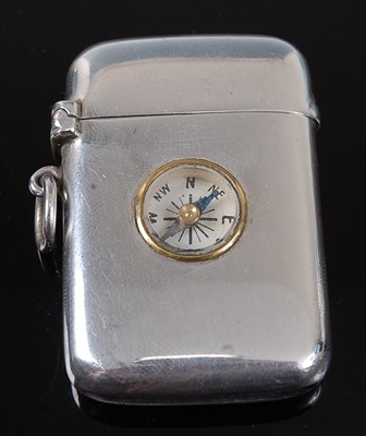 Lot 2077 - A late Victorian silver vesta, of hinged...