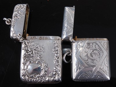 Lot 2084 - A late Victorian silver vesta, of hinged...
