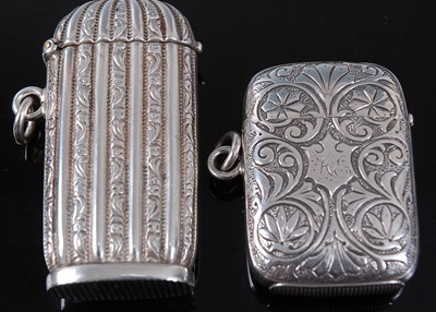 Lot 2091 - A circa 1900 French silver vesta, of elongated...