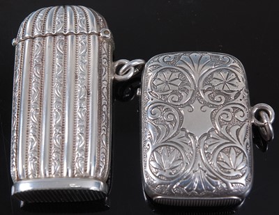 Lot 2091 - A circa 1900 French silver vesta, of elongated...