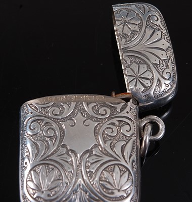 Lot 2091 - A circa 1900 French silver vesta, of elongated...
