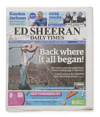 Lot 20 - Signed Ed Sheeran Daily Times Newspaper,...