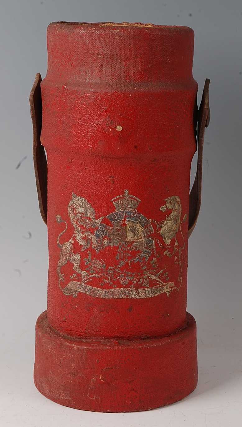 Lot 62 - An early 20th century red painted canvas clad...