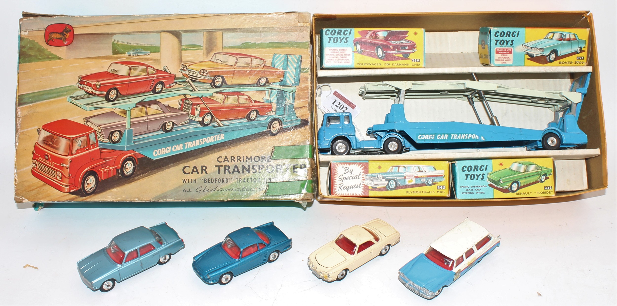 Vintage Corgi Toys Ford COE Car Transporter + 5 Cars Mini …