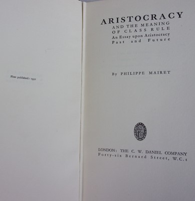 Lot 2023 - MAIRET, Philippe. Aristocracy and the Meaning...