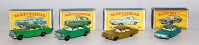 Lot 2342 - Four various boxed Matchbox 1/75 series saloon...