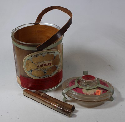 Lot 58 - A glass cigar jar, inscribed H Upmann, Habana,...