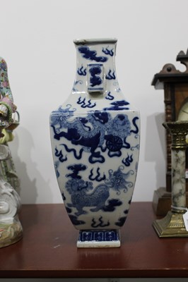 Lot 8 - A Chinese blue and white vase of square...