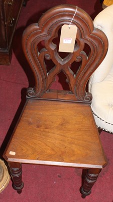 Lot 1388 - A Victorian mahogany hall chair, having a...