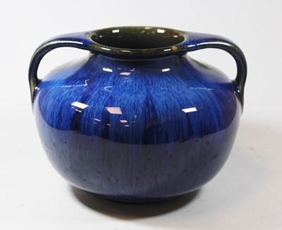 Lot 66 - A Denby blue glazed twin handled vase, H17cm