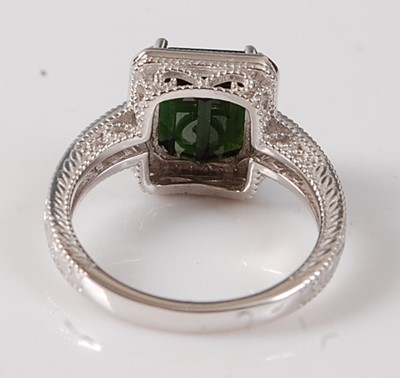 Lot 2204 - A white metal, green tourmaline and diamond...
