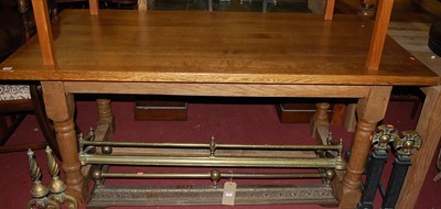 Lot 1290 - A joined oak refectory dining table, raised on...