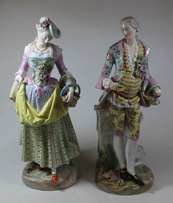 Lot 7 - A pair of late C19th Dresden porcelain figures,...