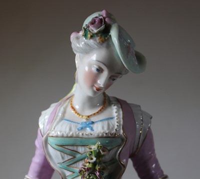 Lot 7 - A pair of late C19th Dresden porcelain figures,...