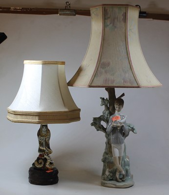 Lot 12 - A Lladro Spanish porcelain figural table lamp...