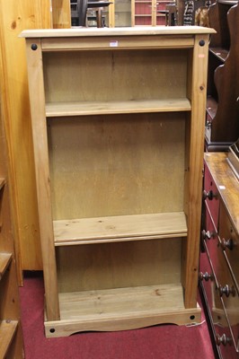 Lot 1239 - A modern low pine bookshelf, w.83.5cm