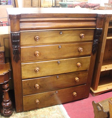 Lot 1235 - A large 19th century mahogany chest of six...