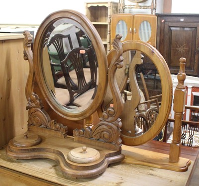 Lot 1406 - A Victorian style pine dressing mirror, 60cm;...