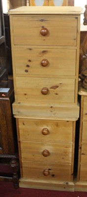 Lot 1408 - A pair of modern pine bedside chests, each w.50cm