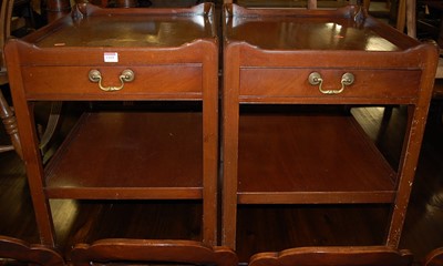 Lot 1319 - A pair of reproduction mahogany 2-tier lamp...