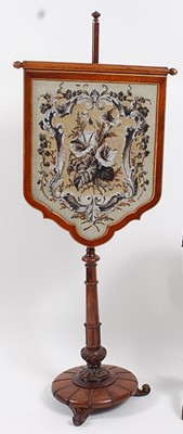 Lot 1116 - A William IV rosewood pole screen, the...