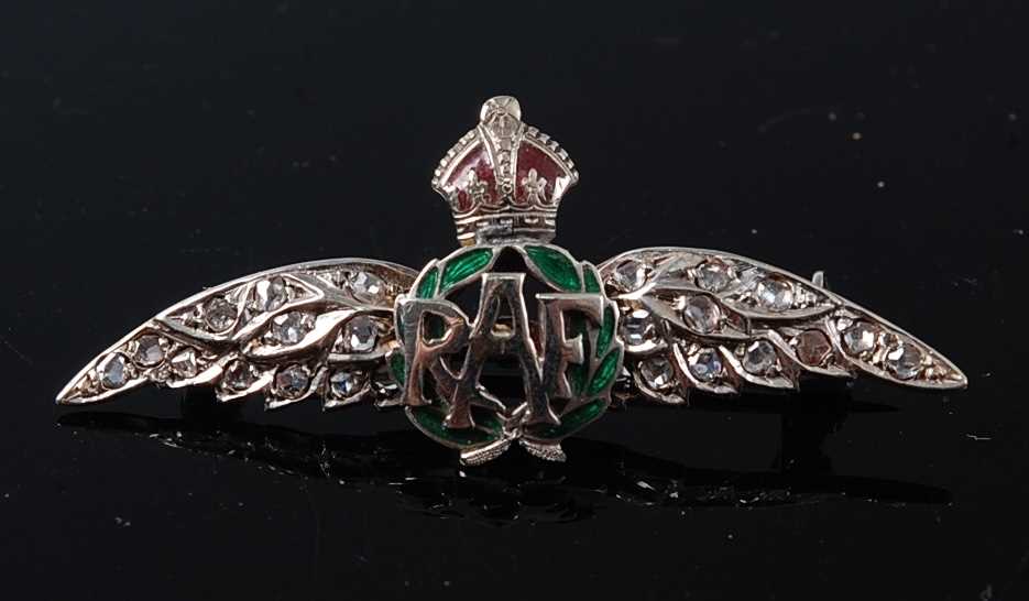 Lot 66 - An R.A.F. 9ct white gold, enamelled and...