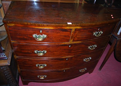 Lot 1258 - A 19th century mahogany bowfront chest of...