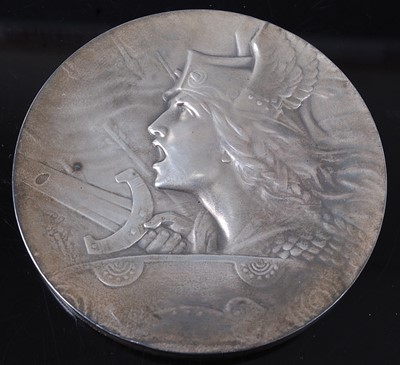 Lot 140 - A French Art Nouveau silver Call To Arms medal...