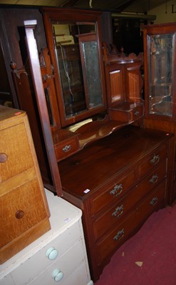 Lot 1432 - An Edwardian walnut tryptych mirrorback...