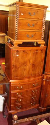 Lot 1419 - A yew wood television cabinet, w.61cm,...
